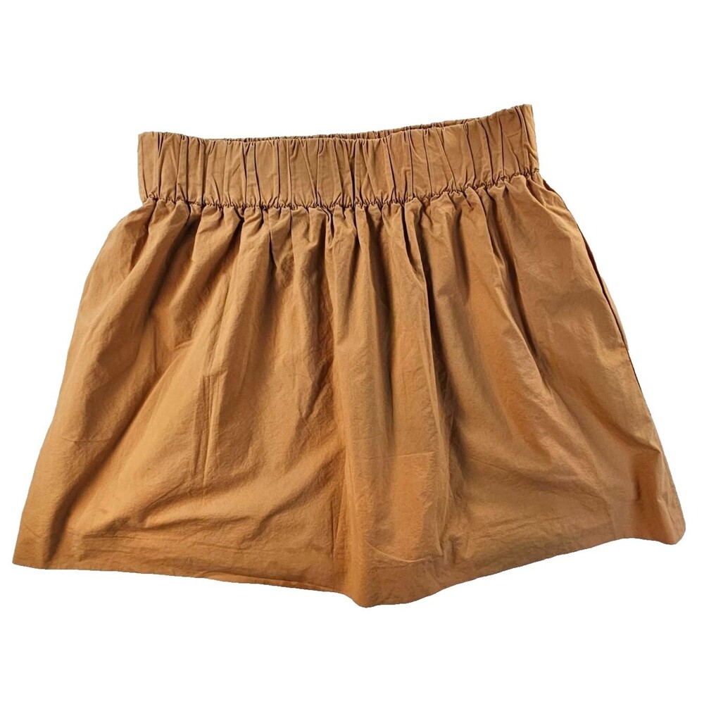 J Crew Womens Poplin Wednesday Skirt Elastic Waist Camel Color Size 2